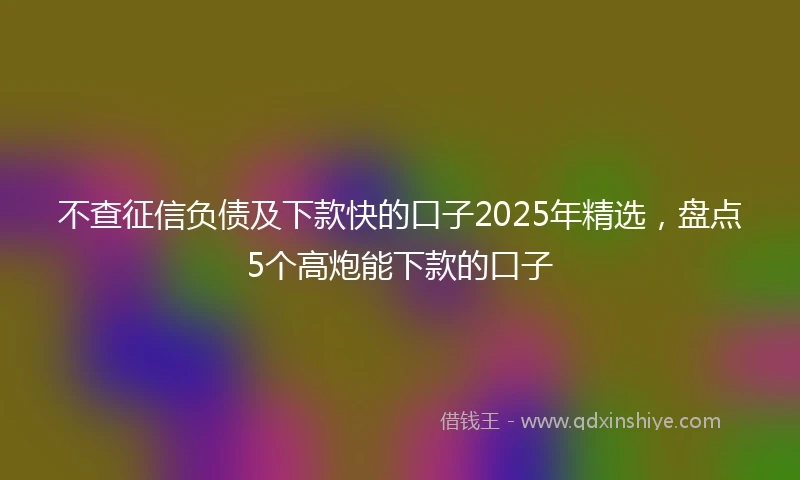 不查征信负债及下款快的口子2025年精选，盘点5个高炮能下款的口子