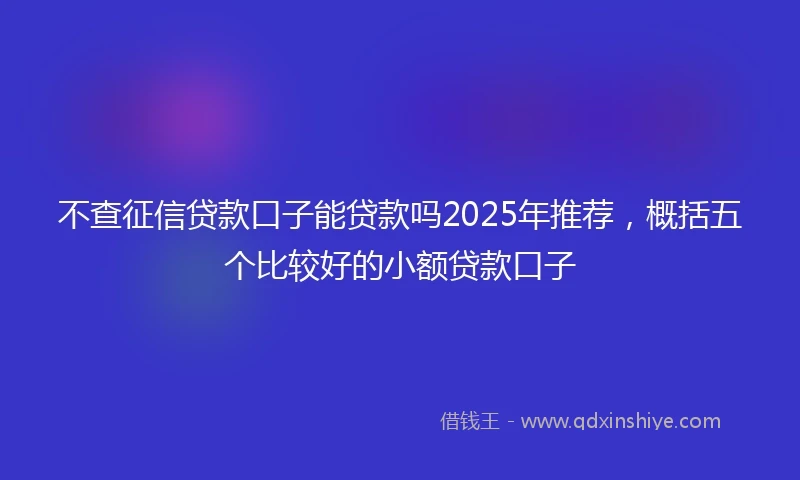 不查征信贷款口子能贷款吗2025年推荐，概括五个比较好的小额贷款口子