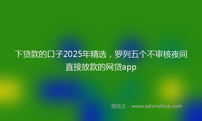 下贷款的口子2025年精选，罗列五个不审核夜间直接放款的网贷app