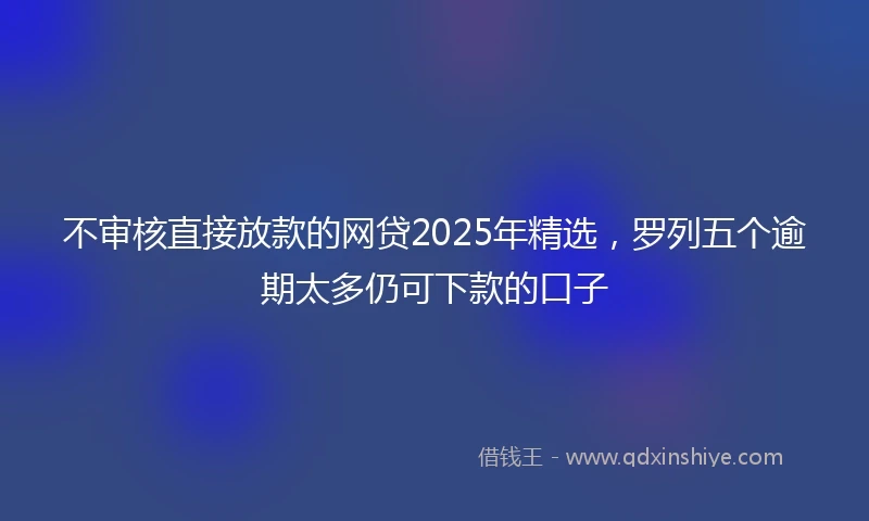 不审核直接放款的网贷2025年精选，罗列五个逾期太多仍可下款的口子