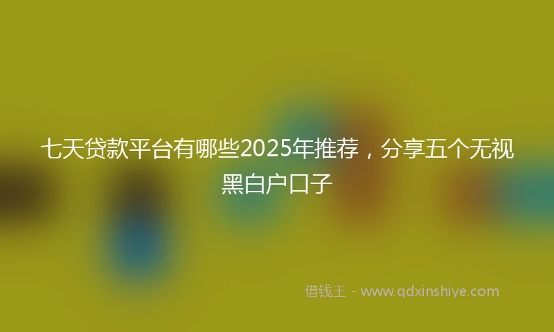 七天贷款平台有哪些2025年推荐，分享五个无视黑白户口子