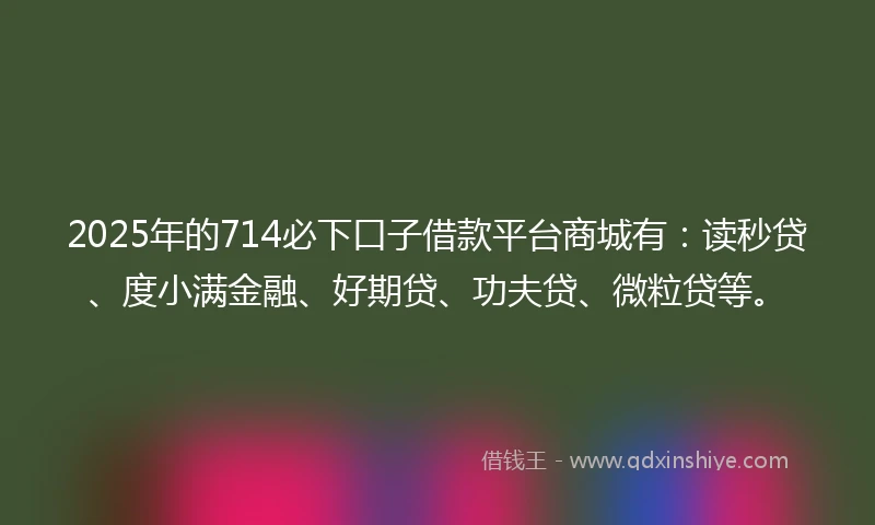 2025年的714必下口子借款平台商城有：读秒贷、度小满金融、好期贷、功夫贷、微粒贷等。