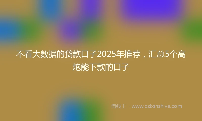 不看大数据的贷款口子2025年推荐，汇总5个高炮能下款的口子