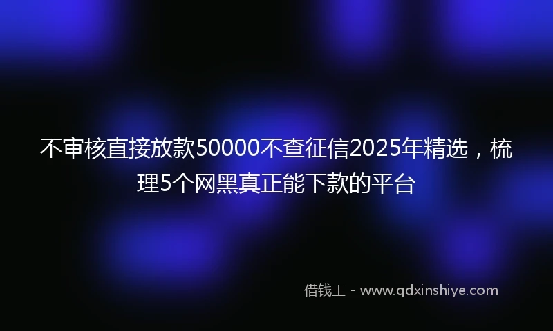 不审核直接放款50000不查征信2025年精选，梳理5个网黑真正能下款的平台