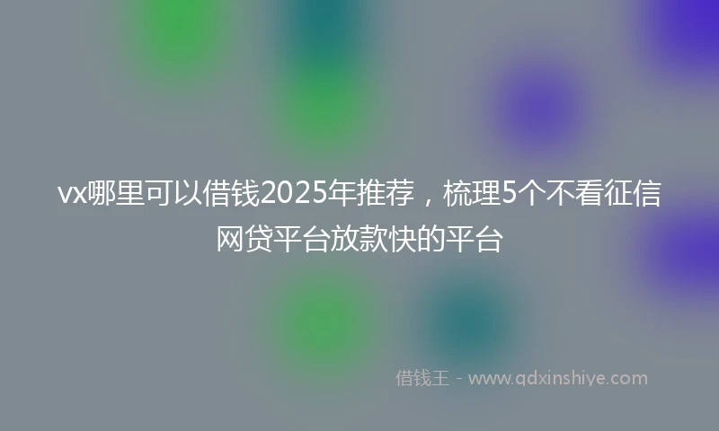 vx哪里可以借钱2025年推荐，梳理5个不看征信网贷平台放款快的平台