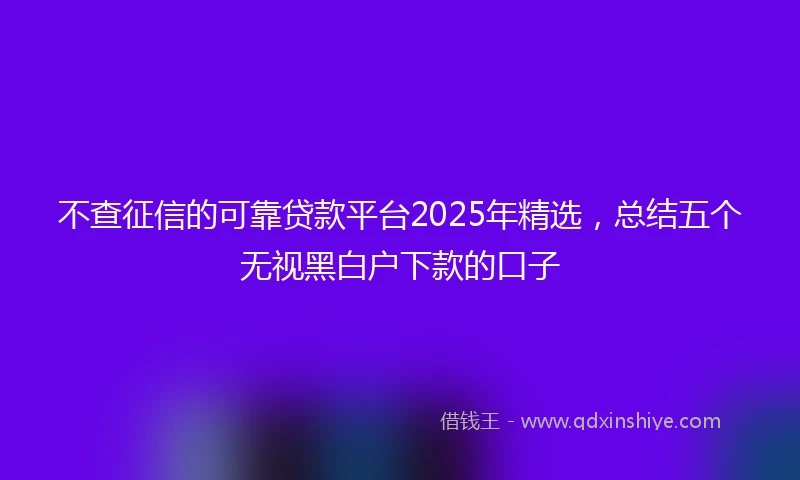 不查征信的可靠贷款平台2025年精选，总结五个无视黑白户下款的口子
