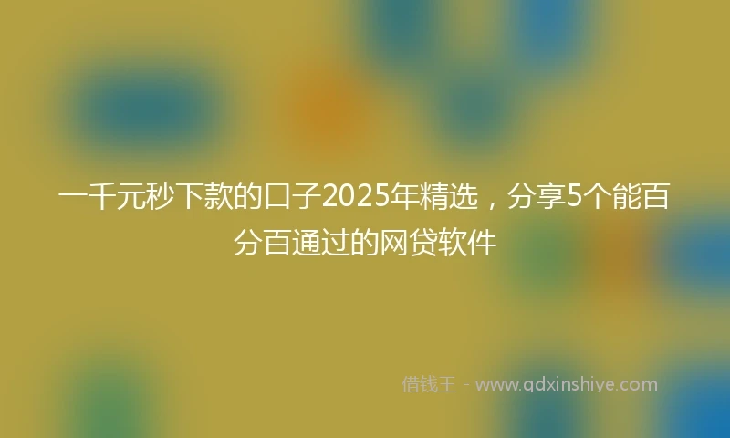 一千元秒下款的口子2025年精选，分享5个能百分百通过的网贷软件