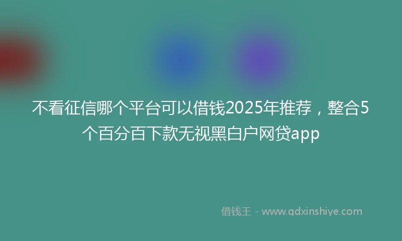不看征信哪个平台可以借钱2025年推荐，整合5个百分百下款无视黑白户网贷app