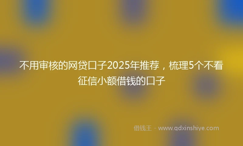 不用审核的网贷口子2025年推荐，梳理5个不看征信小额借钱的口子