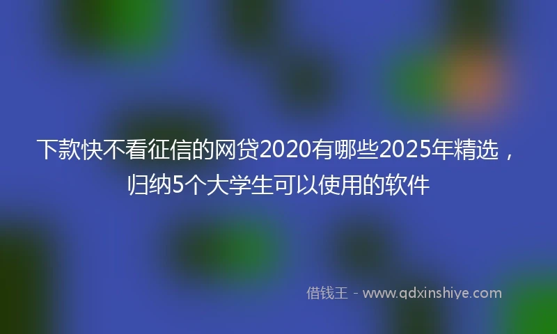 下款快不看征信的网贷2020有哪些2025年精选，归纳5个大学生可以使用的软件