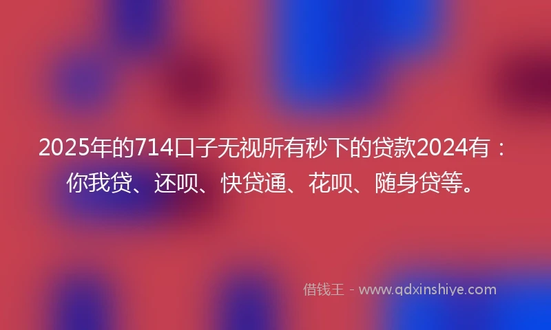 2025年的714口子无视所有秒下的贷款2024有：你我贷、还呗、快贷通、花呗、随身贷等。