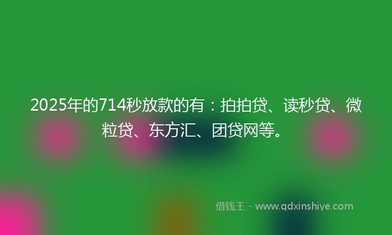 2025年的714秒放款的有：拍拍贷、读秒贷、微粒贷、东方汇、团贷网等。