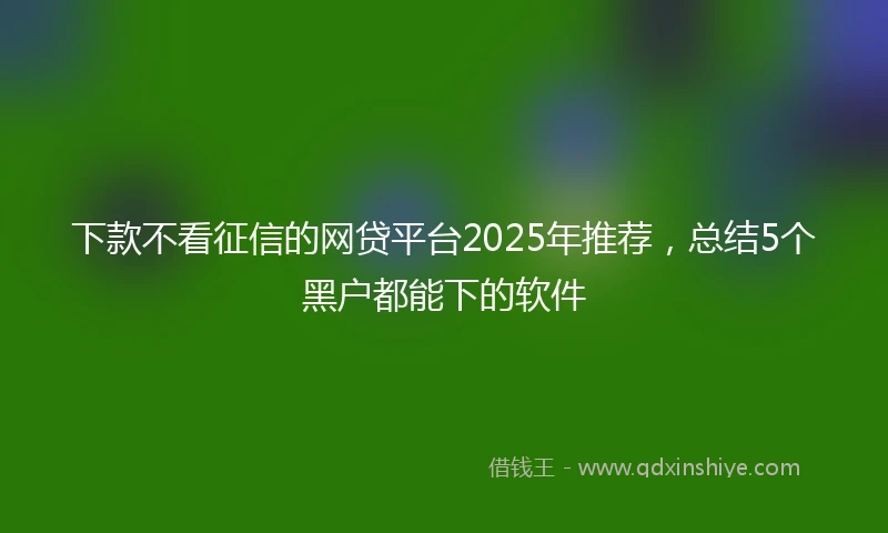 下款不看征信的网贷平台2025年推荐，总结5个黑户都能下的软件