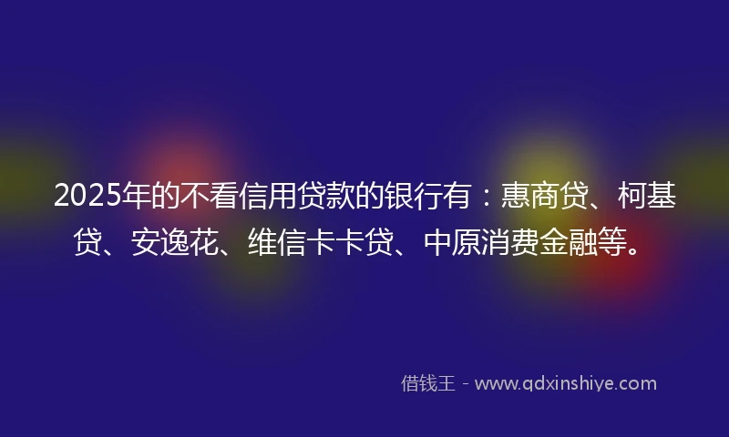 2025年的不看信用贷款的银行有：惠商贷、柯基贷、安逸花、维信卡卡贷、中原消费金融等。