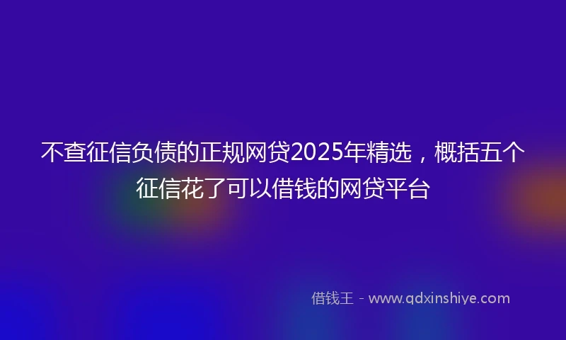 不查征信负债的正规网贷2025年精选，概括五个征信花了可以借钱的网贷平台