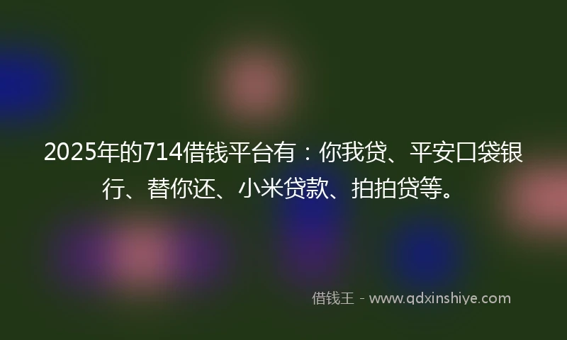 2025年的714借钱平台有：你我贷、平安口袋银行、替你还、小米贷款、拍拍贷等。