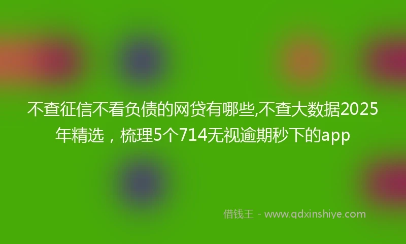 不查征信不看负债的网贷有哪些,不查大数据2025年精选,梳理5个714无视逾期秒下的app