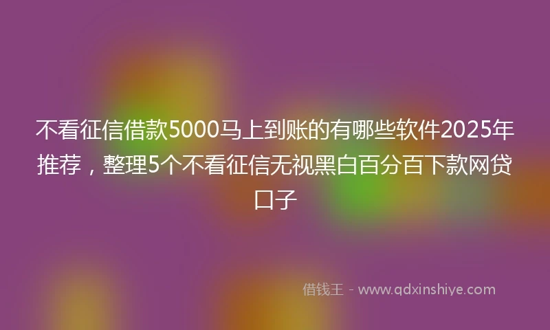 不看征信借款5000马上到账的有哪些软件2025年推荐,整理5个不看征信无视黑白百分百下款网贷口子