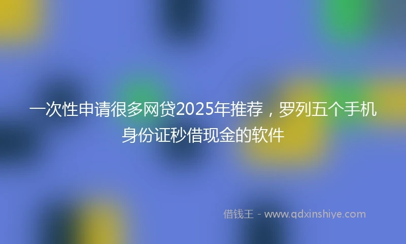一次性申请很多网贷2025年推荐，罗列五个手机身份证秒借现金的软件