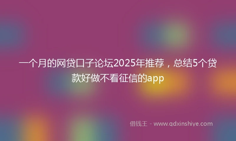 一个月的网贷口子论坛2025年推荐，总结5个贷款好做不看征信的app