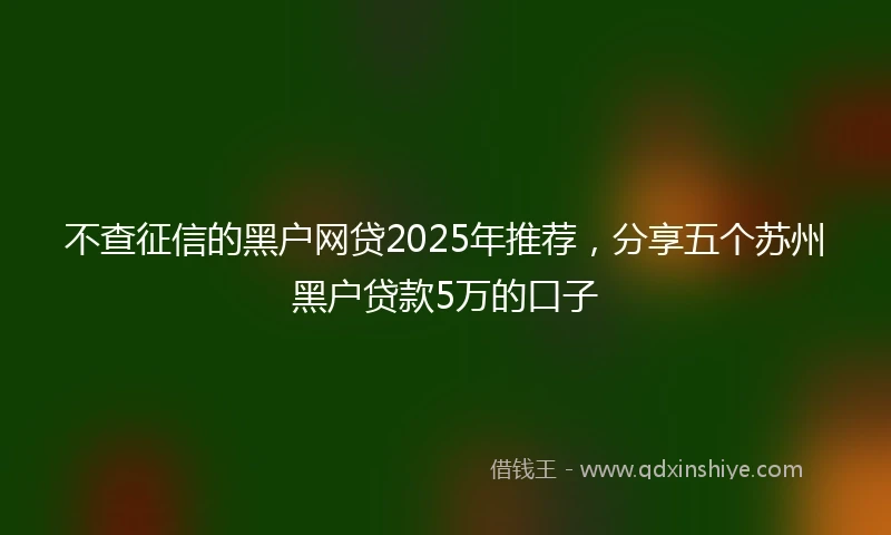 不查征信的黑户网贷2025年推荐，分享五个苏州黑户贷款5万的口子