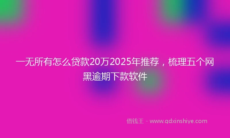 一无所有怎么贷款20万2025年推荐，梳理五个网黑逾期下款软件