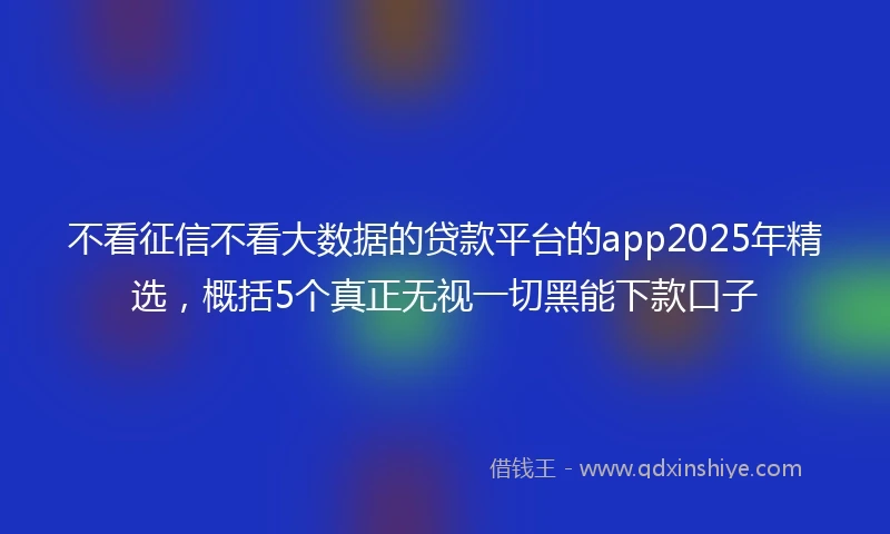 不看征信不看大数据的贷款平台的app2025年精选，概括5个真正无视一切黑能下款口子