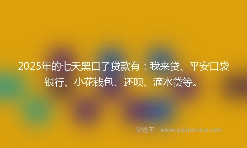 2025年的七天黑口子贷款有：我来贷、平安口袋银行、小花钱包、还呗、滴水贷等。