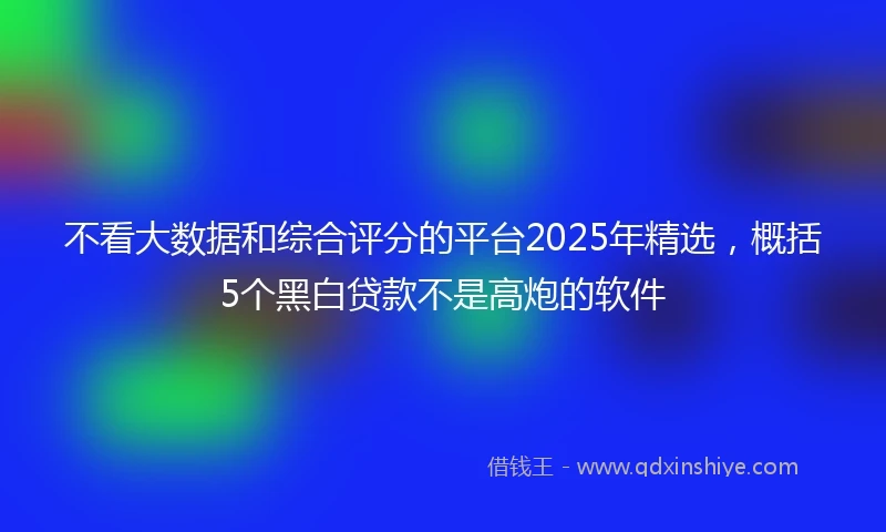 不看大数据和综合评分的平台2025年精选，概括5个黑白贷款不是高炮的软件