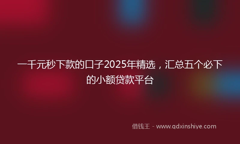 一千元秒下款的口子2025年精选，汇总五个必下的小额贷款平台
