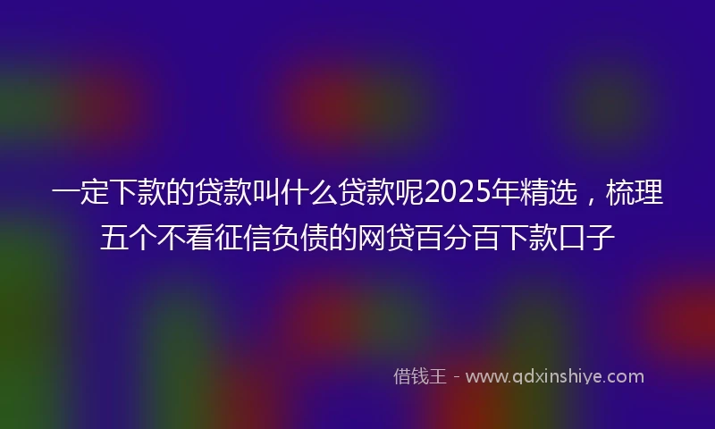 一定下款的贷款叫什么贷款呢2025年精选，梳理五个不看征信负债的网贷百分百下款口子