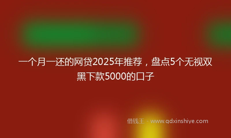 一个月一还的网贷2025年推荐，盘点5个无视双黑下款5000的口子