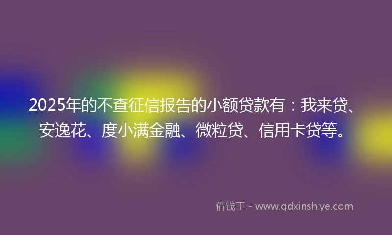 2025年的不查征信报告的小额贷款有：我来贷、安逸花、度小满金融、微粒贷、信用卡贷等。