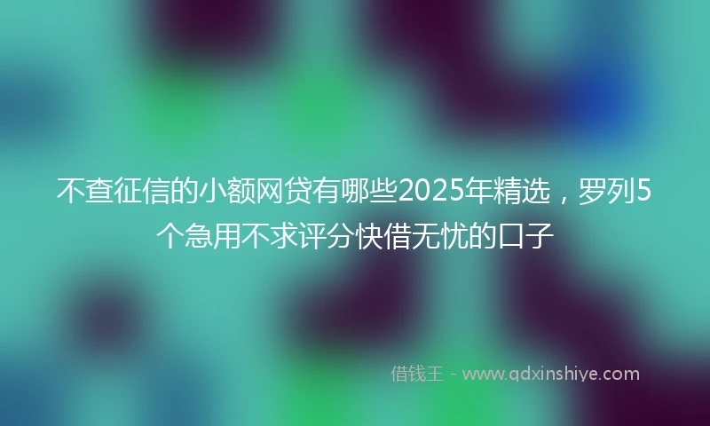 不查征信的小额网贷有哪些2025年精选，罗列5个急用不求评分快借无忧的口子