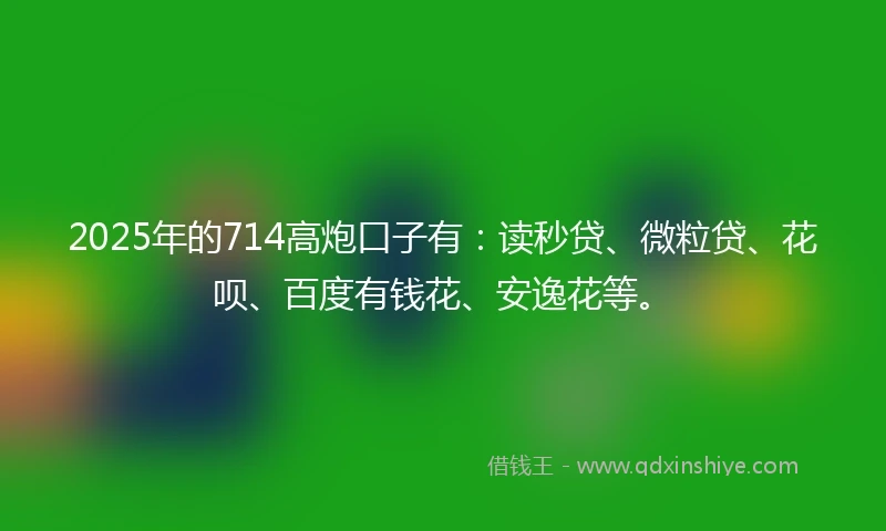 2025年的714高炮口子有：读秒贷、微粒贷、花呗、百度有钱花、安逸花等。