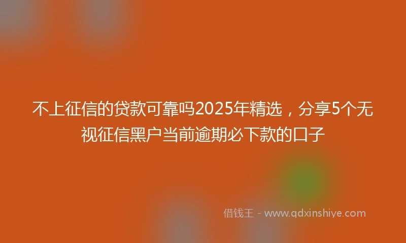 不上征信的贷款可靠吗2025年精选，分享5个无视征信黑户当前逾期必下款的口子
