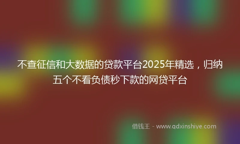 不查征信和大数据的贷款平台2025年精选，归纳五个不看负债秒下款的网贷平台