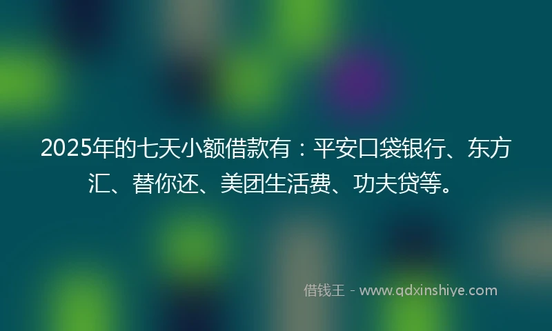 2025年的七天小额借款有：平安口袋银行、东方汇、替你还、美团生活费、功夫贷等。