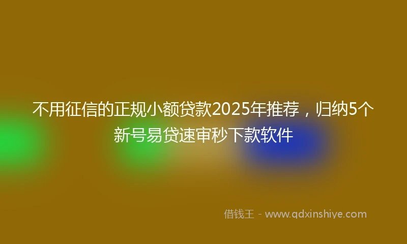 不用征信的正规小额贷款2025年推荐，归纳5个新号易贷速审秒下款软件