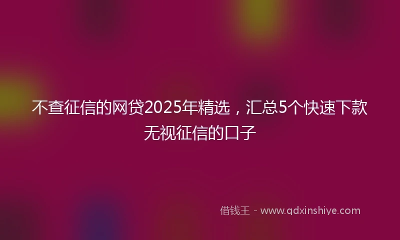 不查征信的网贷2025年精选，汇总5个快速下款无视征信的口子