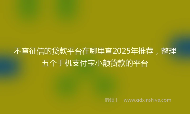 不查征信的贷款平台在哪里查2025年推荐，整理五个手机支付宝小额贷款的平台