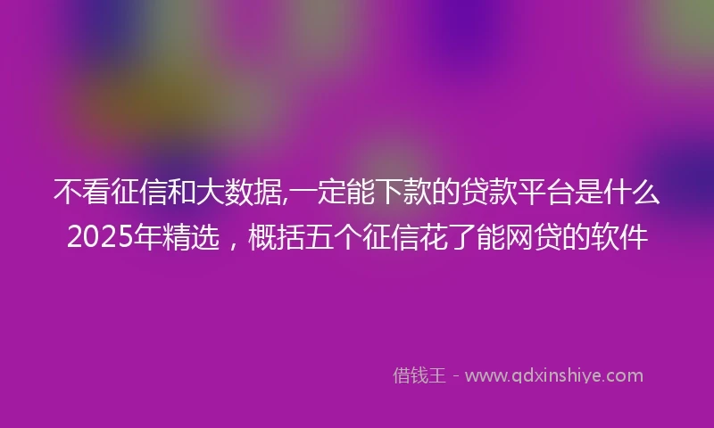 不看征信和大数据,一定能下款的贷款平台是什么2025年精选,概括五个征信花了能网贷的软件