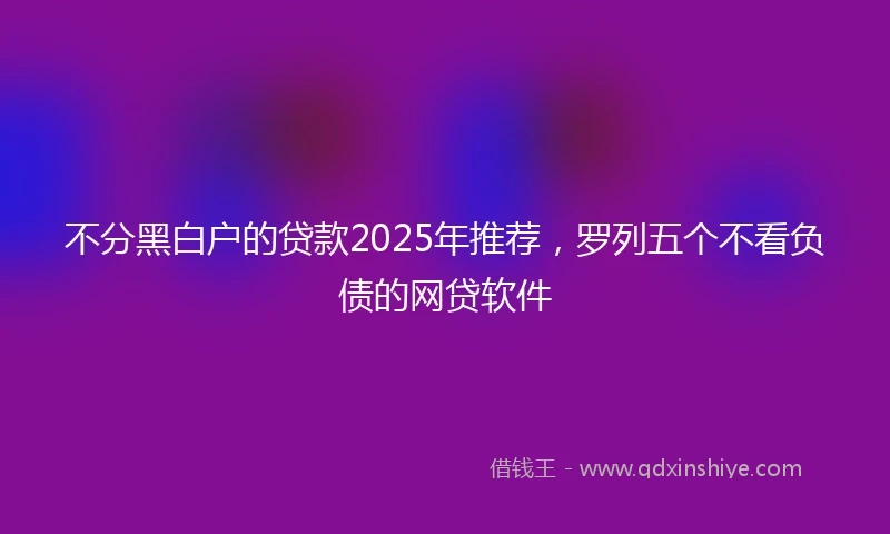 不分黑白户的贷款2025年推荐，罗列五个不看负债的网贷软件