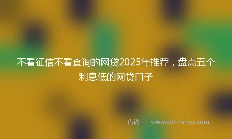 不看征信不看查询的网贷2025年推荐，盘点五个利息低的网贷口子