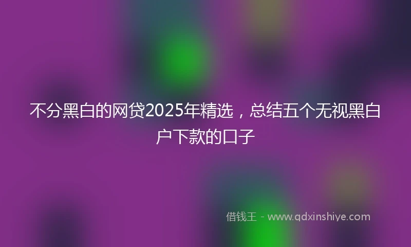 不分黑白的网贷2025年精选，总结五个无视黑白户下款的口子