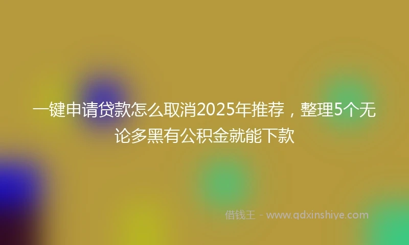 一键申请贷款怎么取消2025年推荐，整理5个无论多黑有公积金就能下款