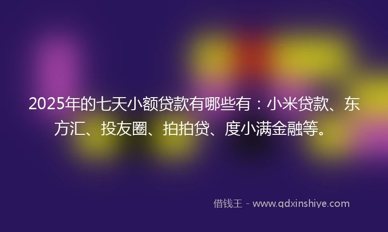 2025年的七天小额贷款有哪些有：小米贷款、东方汇、投友圈、拍拍贷、度小满金融等。