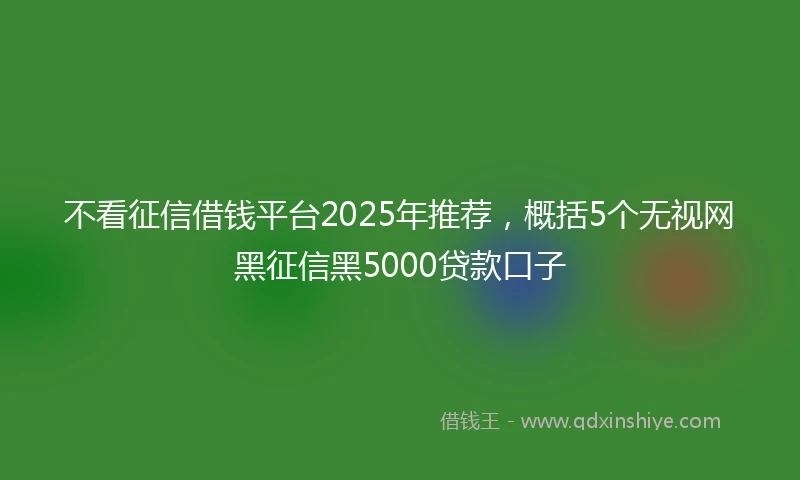 不看征信借钱平台2025年推荐，概括5个无视网黑征信黑5000贷款口子