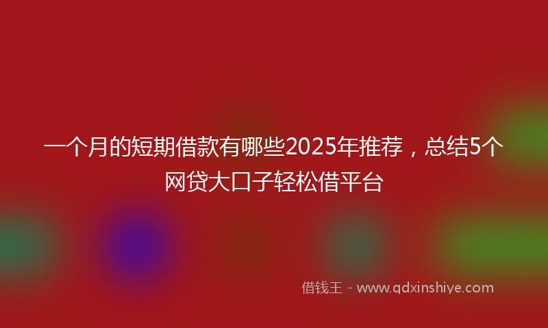一个月的短期借款有哪些2025年推荐，总结5个网贷大口子轻松借平台