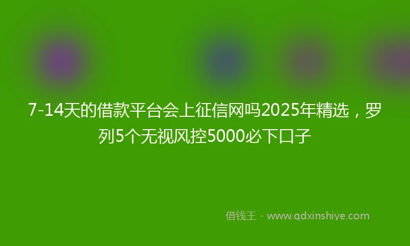 7-14天的借款平台会上征信网吗2025年精选，罗列5个无视风控5000必下口子